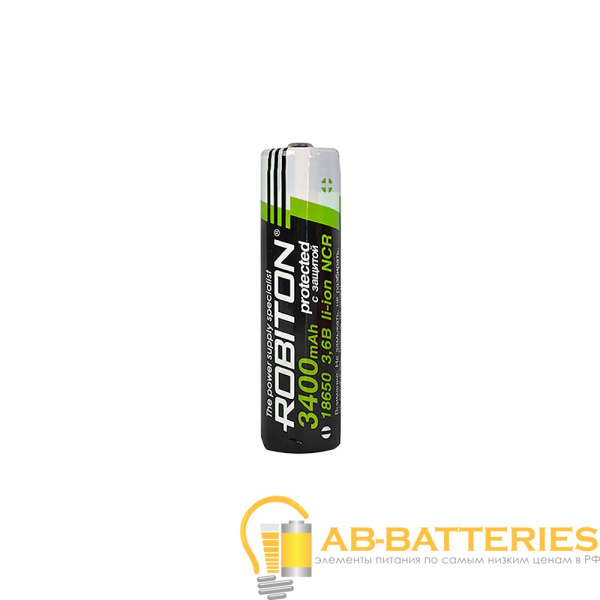 Аккумулятор ROBITON 3.4/Li18650 (NCR18650B) с защитой PK1 (1/96/192)