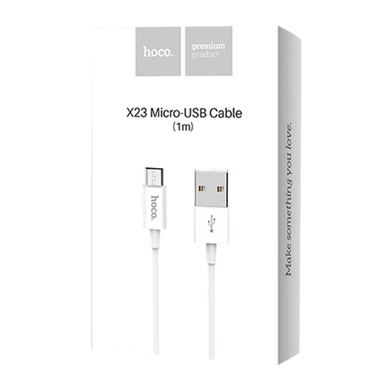 Кабель HOCO X23 USB (m)-microUSB (m) 1.0м 2.1A TPE белый (1/46/276)