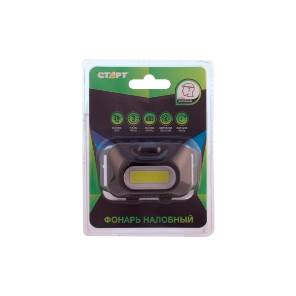 Фонарь налобный Старт LOE 205-C1 3W COB от батареек IP44 черный