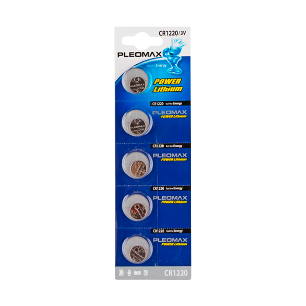 Батарейка Pleomax CR1220 BL5 Lithium 3V (5/100/2000/80000)