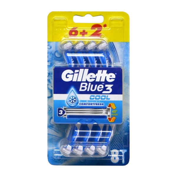 Бритва Gillette BLUE3 Cool 3 лезвия прорезиненная ручка 6+2шт. (1/3/12)