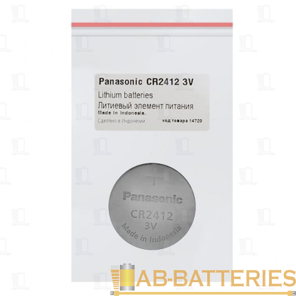 Батарейка Panasonic CR2412 PK1 Lithium 3V