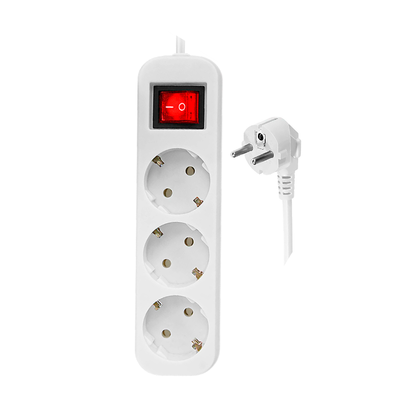 Удлинитель Defender S330 3р.С/З 10A 3.0м с выкл. ПВС 3x1мм² белый (1/30)