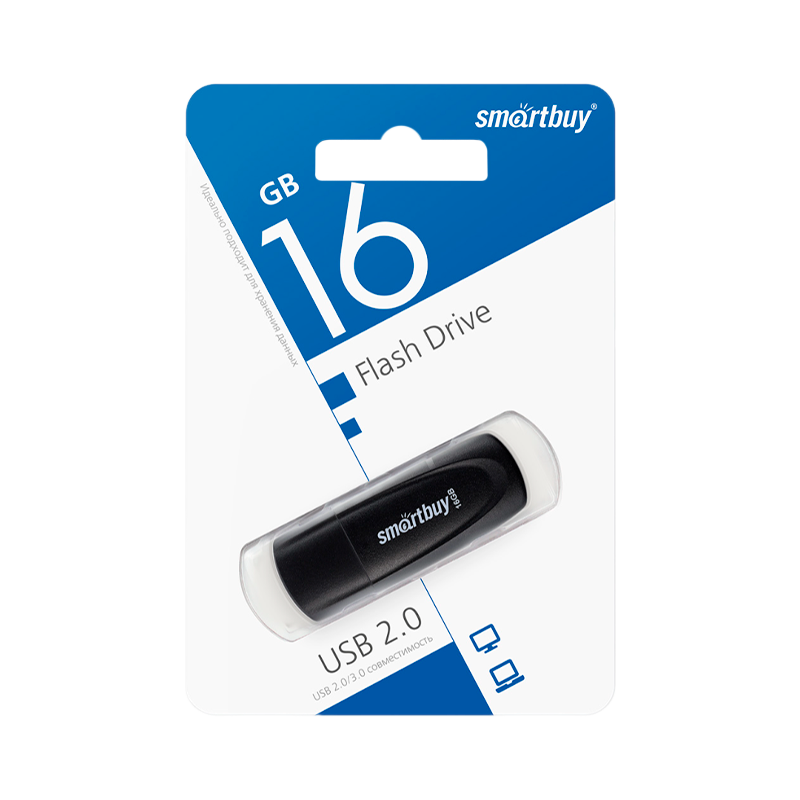 Флеш-накопитель Smartbuy Scout 16GB USB2.0 пластик черный