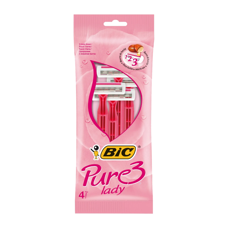 Бритва BIC "Pure 3 Lady" 3 лезвия пластиковая ручка 4шт. (1/10)