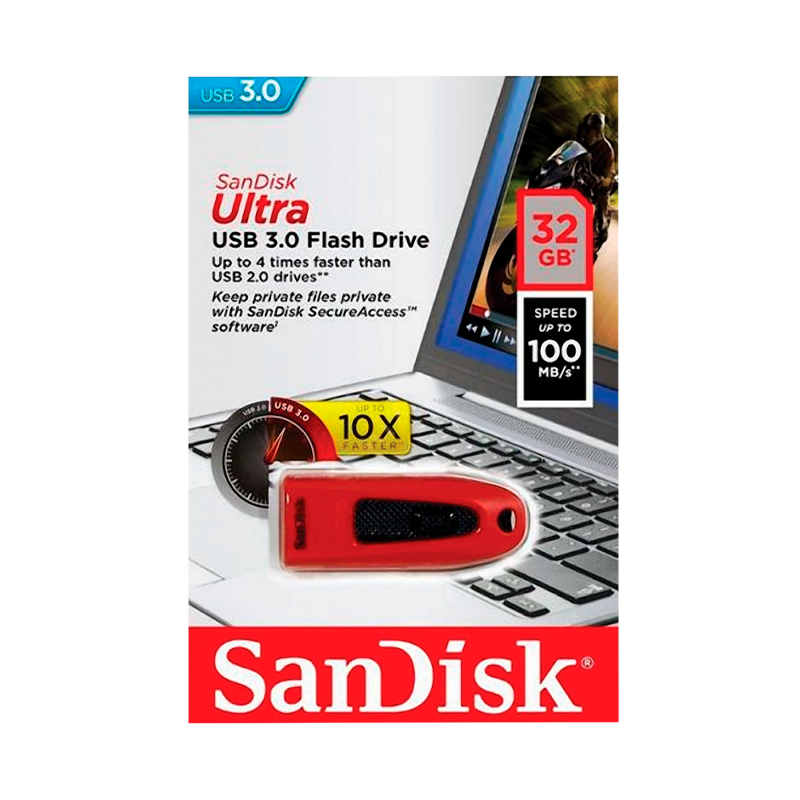 Флеш-накопитель SanDisk ULTRA CZ48 32GB USB3.0 пластик красный