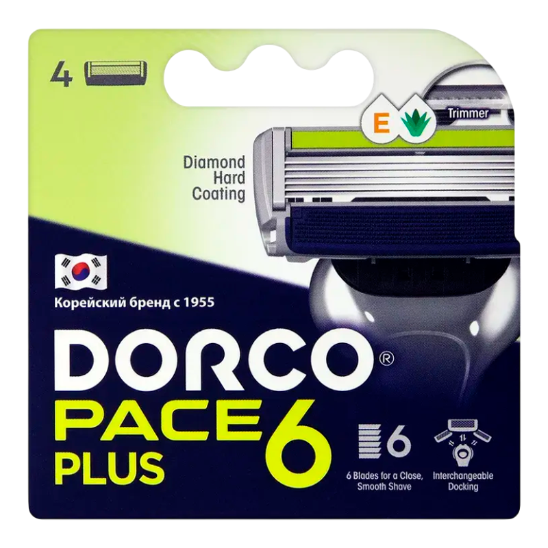 Сменные кассеты DORCO PACE6 Plus 6 лезвий 4шт. (цена за 1 шт) (4/96)