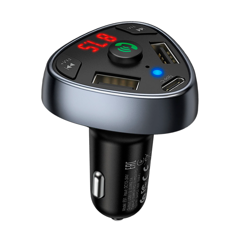 FM-трансмиттер HOCO E51 2USB microSD bluetooth 5.0 черный (1/84)