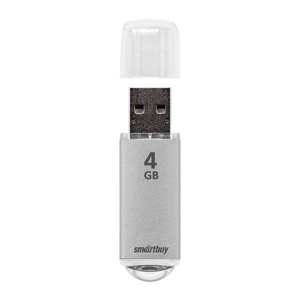 Флеш-накопитель Smartbuy V-Cut 4GB USB2.0 пластик серебряный