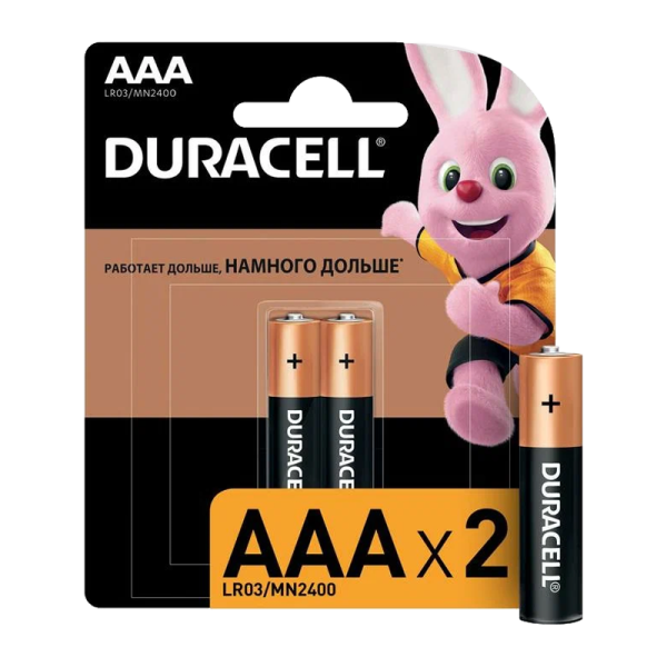 Батарейка Duracell Basic LR03 AAA BL2 Alkaline 1.5V (2/24/96/14592)