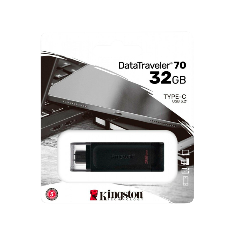 Флеш-накопитель Kingston DataTraveler 70 32GB USB3.0 пластик черный