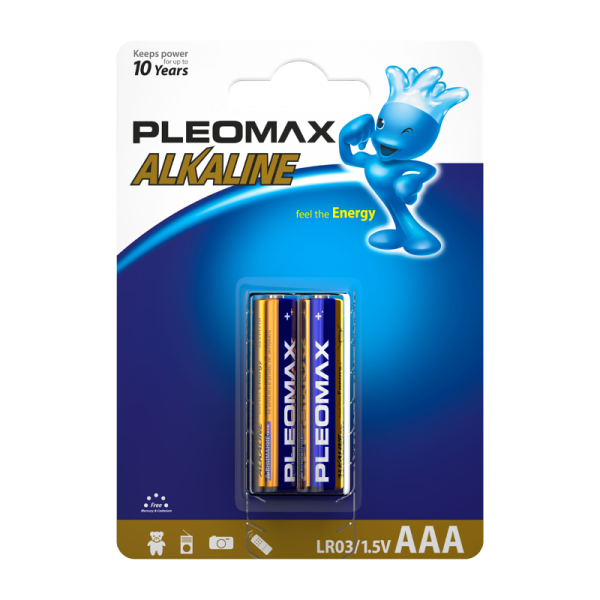 Батарейка Pleomax LR03 AAA BL2 Alkaline 1.5V (2/20/400/19200)