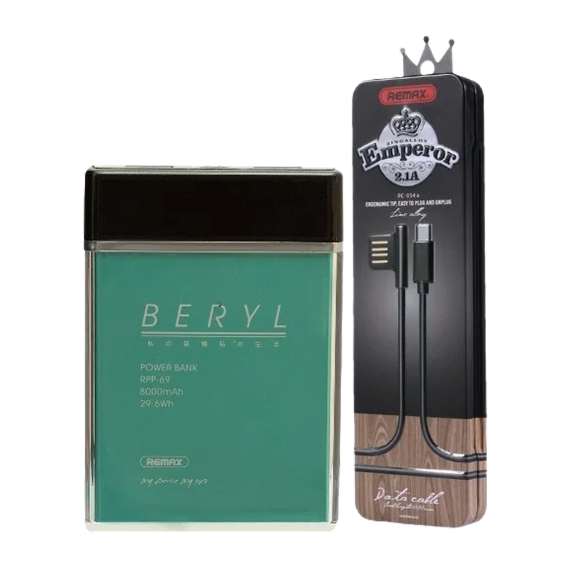Внешний аккумулятор Remax RPP-69 Beryl 8000mAh 2.0A 2USB зеленый