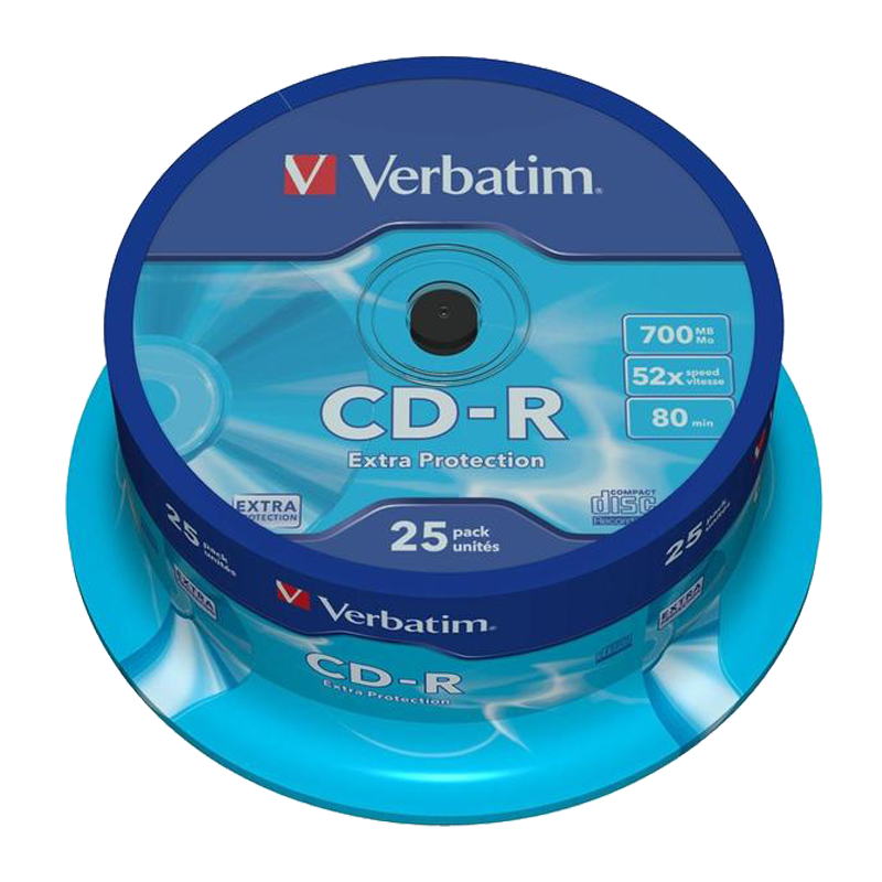 Диск CD-R Verbatim Inkjet print 52x 80min 25шт. cake box (25/200)