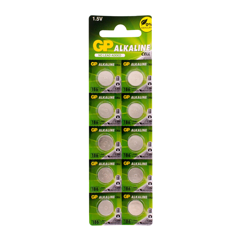 Батарейка GP G12/LR1142/LR43/386A/186 BL10 Alkaline 1.5V отрывные (10/250/5000) R