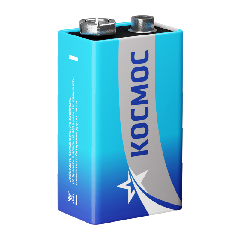 *Батарейка Космос Крона 6F22 Shrink 1 Zinc Carbon 9V (1/10/400) 