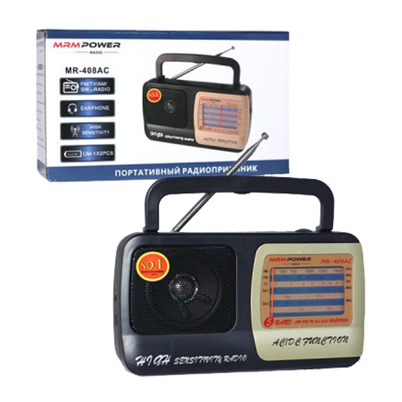 Радиоприемник MRM-Power MR-408AC пластик Jack3.5 черный (1/40)