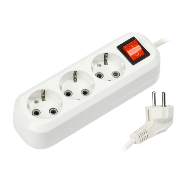 Удлинитель Smartbuy 3р.С/З 16A 1.5м с выкл. ПВС 3x1мм² белый (1/50)