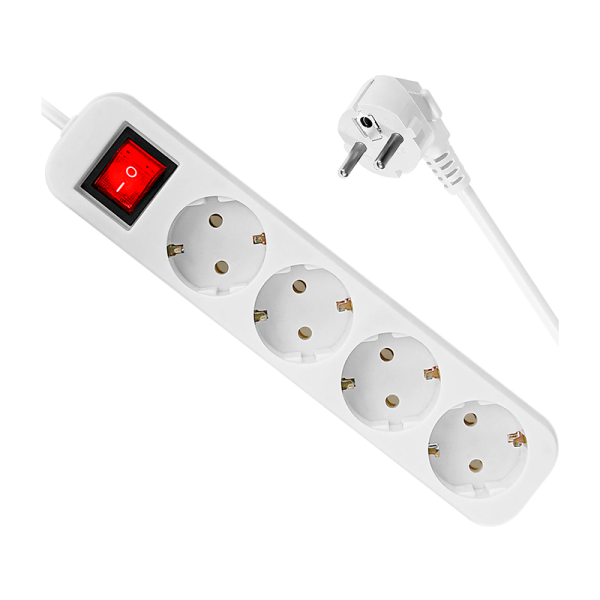 Удлинитель Defender S450 4р.С/З 10A 5.0м с выкл. ПВС 3x1мм² белый (1/30)