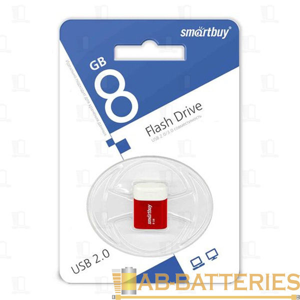 Флеш-накопитель Smartbuy Lara 8GB USB2.0 пластик красный