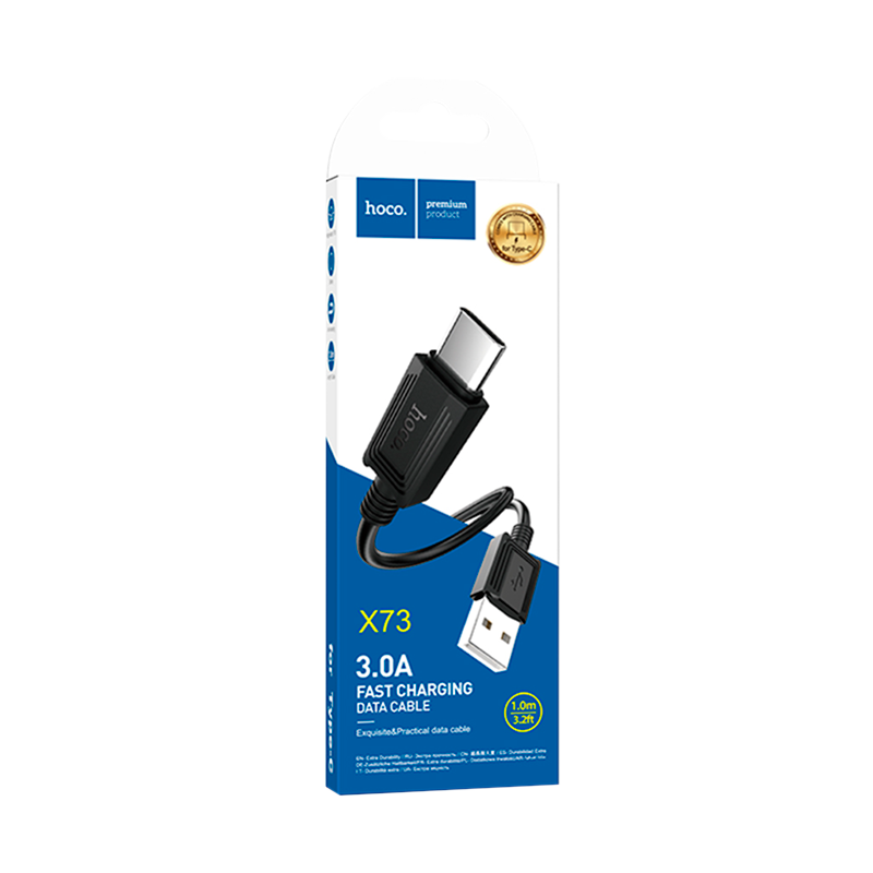 Кабель HOCO X73 Type-C (m)-Type-C (m) 1.0м 3.0A 60W ПВХ черный (1/31/310)