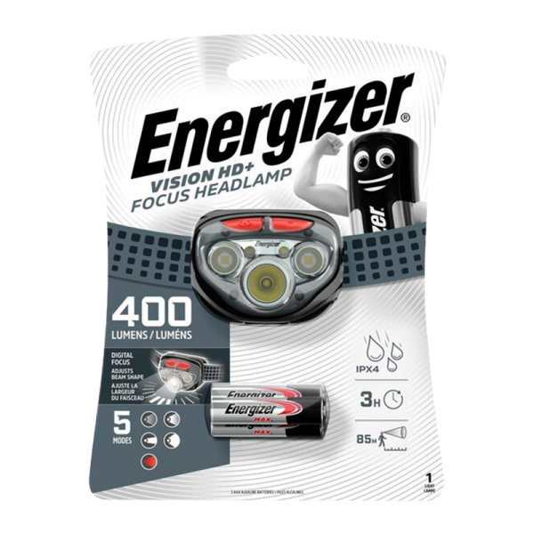 Фонарь налобный Energizer Vision HD + Focus Headlight 5LED от батареек 3 режима черный