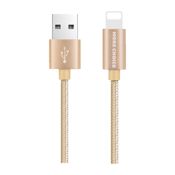 Кабель HOCO X2 USB (m)-Lightning (m) 1.0м 2.1A нейлон золотой (1/30/300)