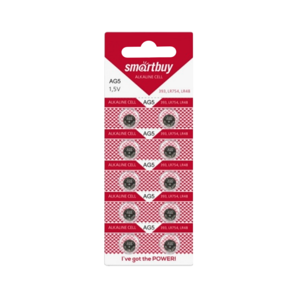 Батарейка Smartbuy G5/LR754/LR48/393A/193 BL10 Alkaline 1.5V (10/100/2000)
