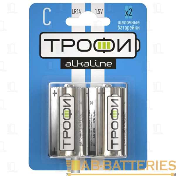 Батарейка Трофи LR14 C BL2 Alkaline 1.5V (2/12/96/6720)