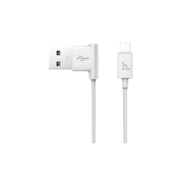 Кабель HOCO UPM10 USB (m)-microUSB (m) 1.2м 2.4A силикон угловой белый (1/50/500)