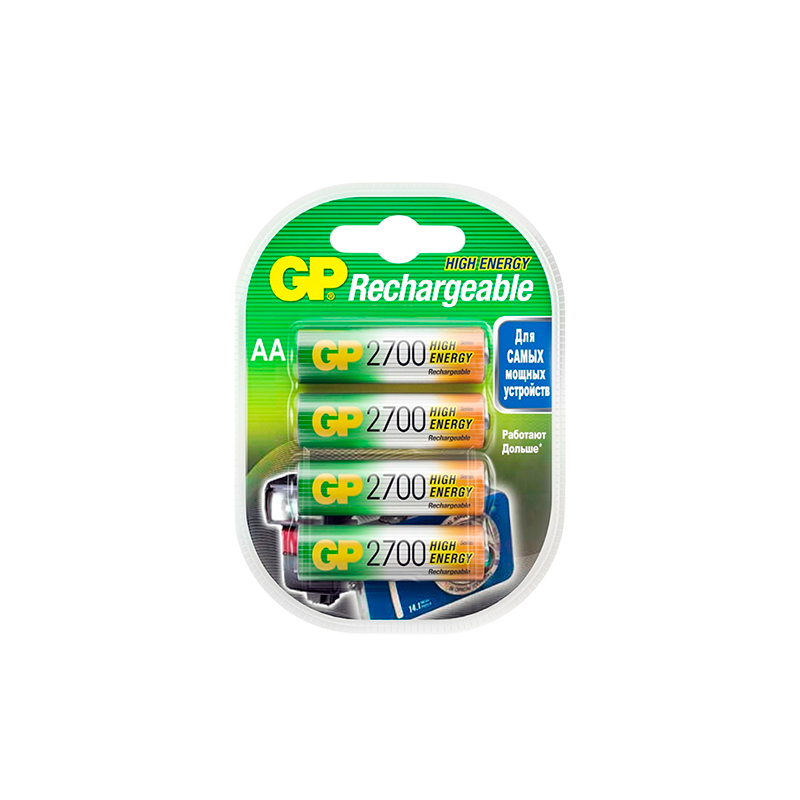Аккумулятор бытовой GP HR6 AA BL4 NI-MH 2700mAh в пластиковой упаковке (4/40/400)