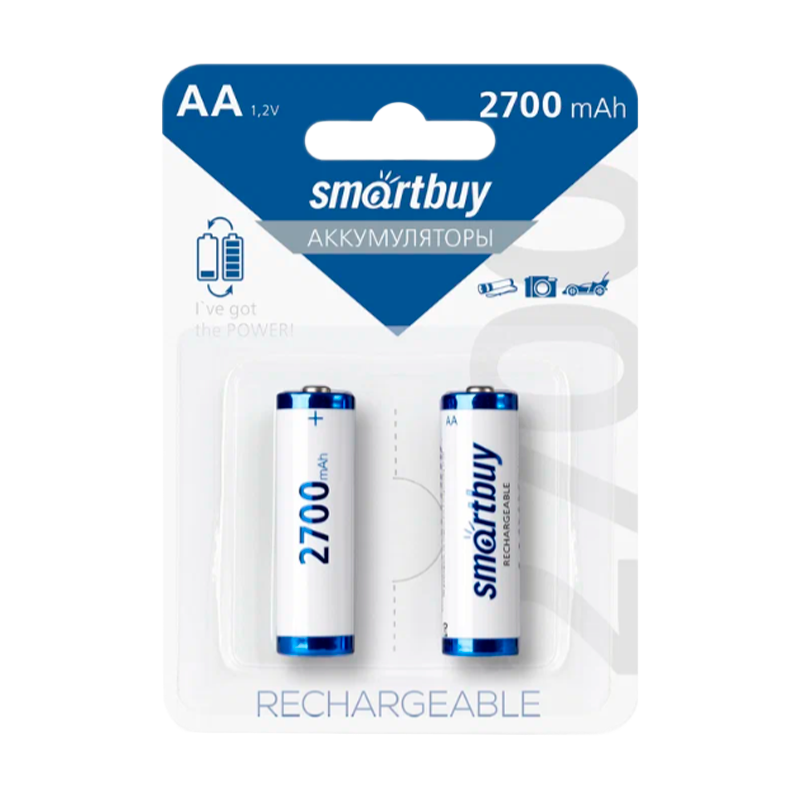 Аккумулятор бытовой Smartbuy HR6 AA BL2 NI-MH 2700mAh (2/24/240)