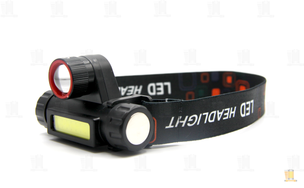 Фонарь налобный Без бренда HT-679 1LED+COB от аккумулятора черный