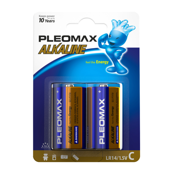 Батарейка Pleomax LR14 C BL2 Alkaline 1.5V (2/20/160/6400)