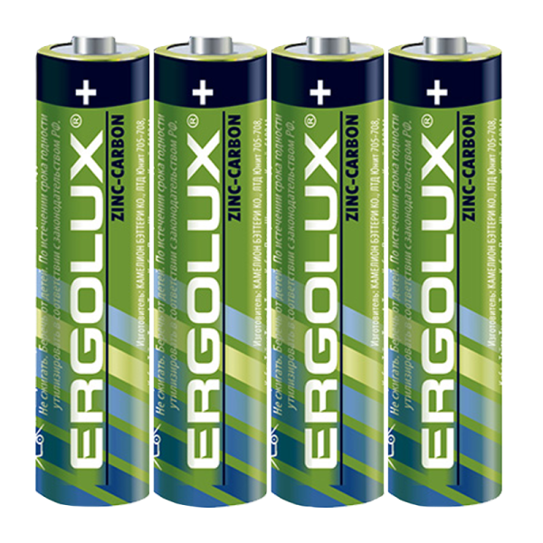 Батарейка Ergolux R03 AAA Shrink 4 Heavy Duty 1.5V (4/60/1200)