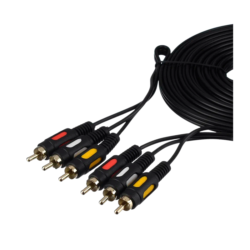 Кабель GoPower 3xRCA (m)-3xRCA (m) 3.0м ПВХ черный Premium Zip-Lock c подвесом (1/100)