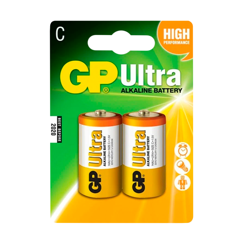 Батарейка GP ULTRA LR14 C BL2 Alkaline 1.5V (2/20/160)