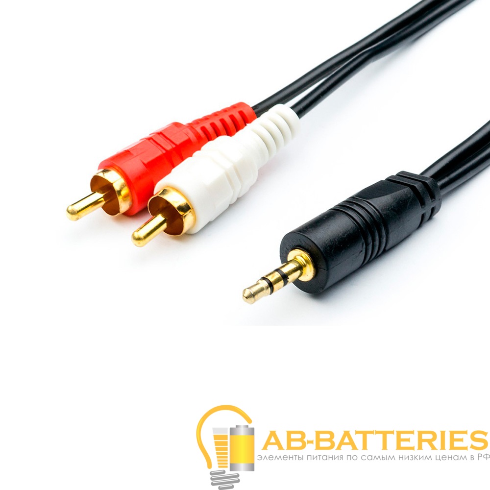 Кабель AUX Atcom Jack 3.5mm (m)-2xRCA (m) 3.0м силикон черный пакет с подвесом (1/150)