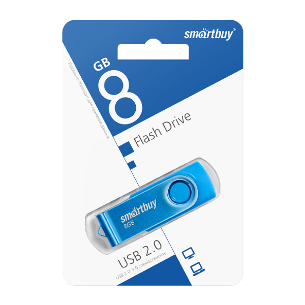 Флеш-накопитель Smartbuy Twist 8GB USB2.0 пластик синий