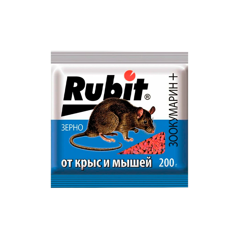 Гранулы Рубит Зоокумарин+ зерно 200 гр 30 шт./кор Летто