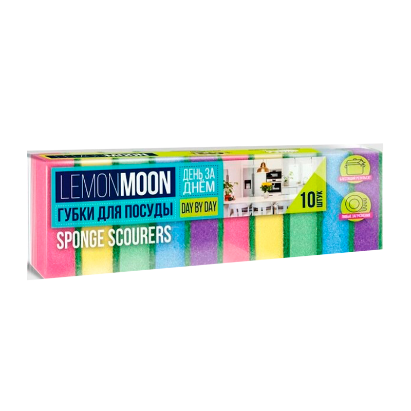Губка Lemon Moon для посуды 87х58х27 поролон 10 шт (1/40)