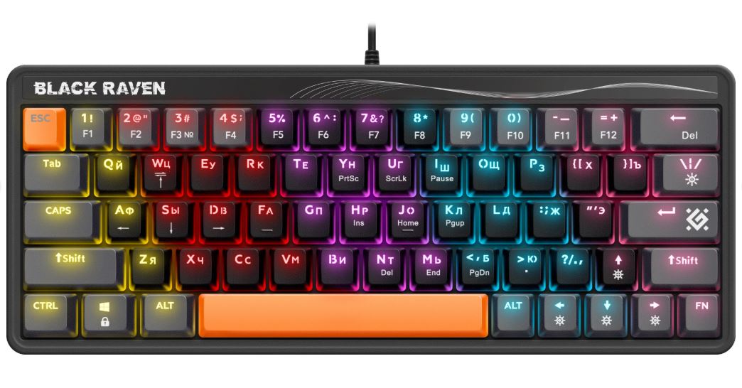 Клавиатура проводная Defender GK-417 BLACK RAVEN игровая USB 1.5м черный (1/20)