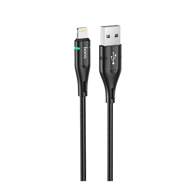 Кабель HOCO U93 USB (m)-Lightning (m) 1.2м 2.4A нейлон черный (1/22/220)