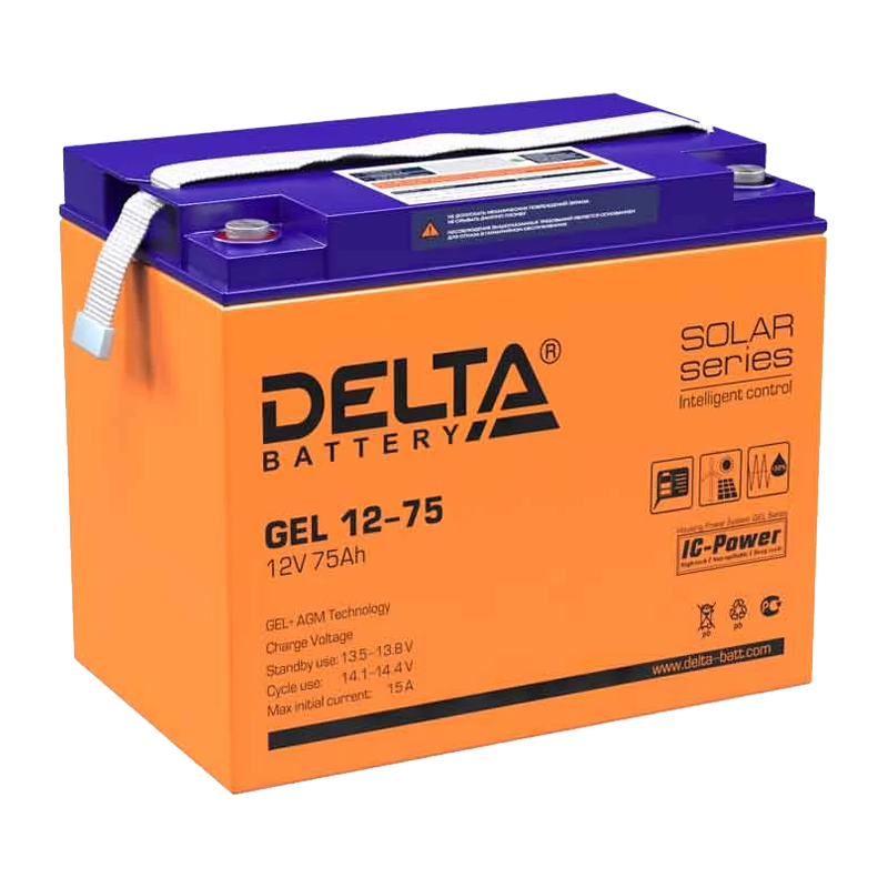 Аккумулятор свинцово-кислотный Delta GEL 12-75 12V 75Ah