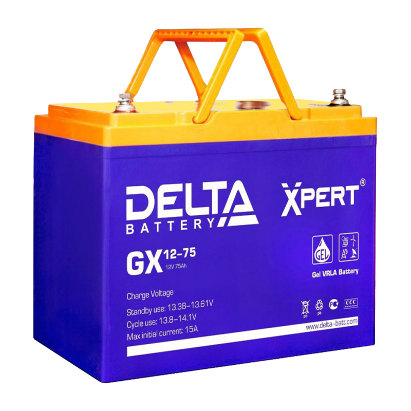 Аккумулятор свинцово-кислотный Delta GX 12-75 12V 75Ah
