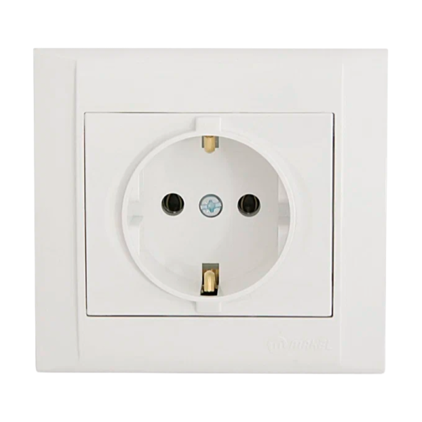 Розетка Makel Defne 1гн. 16A С/З керамика белый 42001008 (1/12)