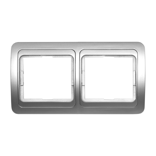 Рамка Smartbuy 2-местная горизонтальная серебро "Марс"