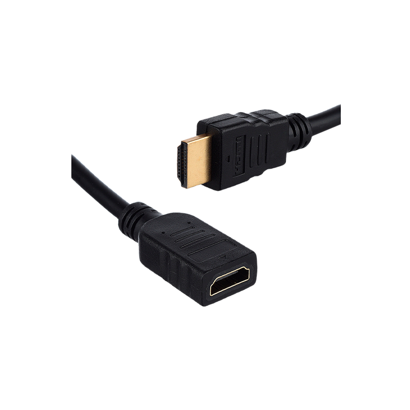Кабель GoPower удлинитель HDMI 2.0 (m)-HDMI (f) 0.5м ПВХ черный Premium Zip-Lock c подвесом (1/250)