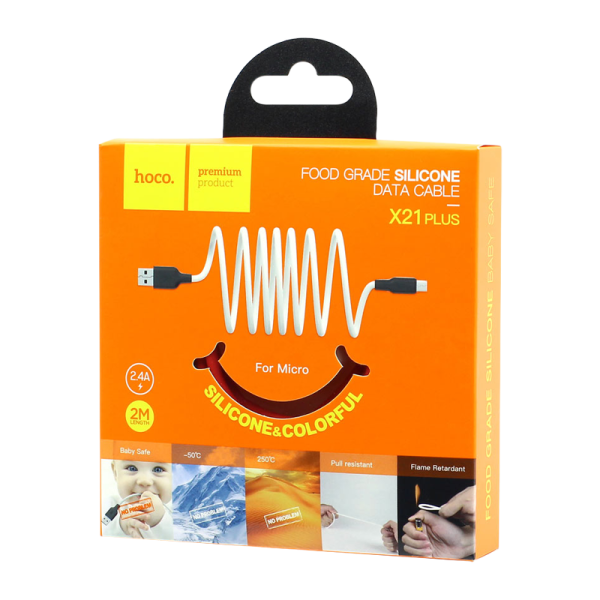 Кабель HOCO X21 Plus USB (m)-Lightning (m) 2.0м 2.4A силикон черный красный (1/28/168)