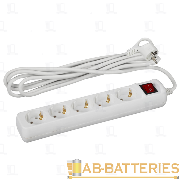 Удлинитель ЭРА U 5р.С/З 16A 5.0м с выкл. белый (1/12)